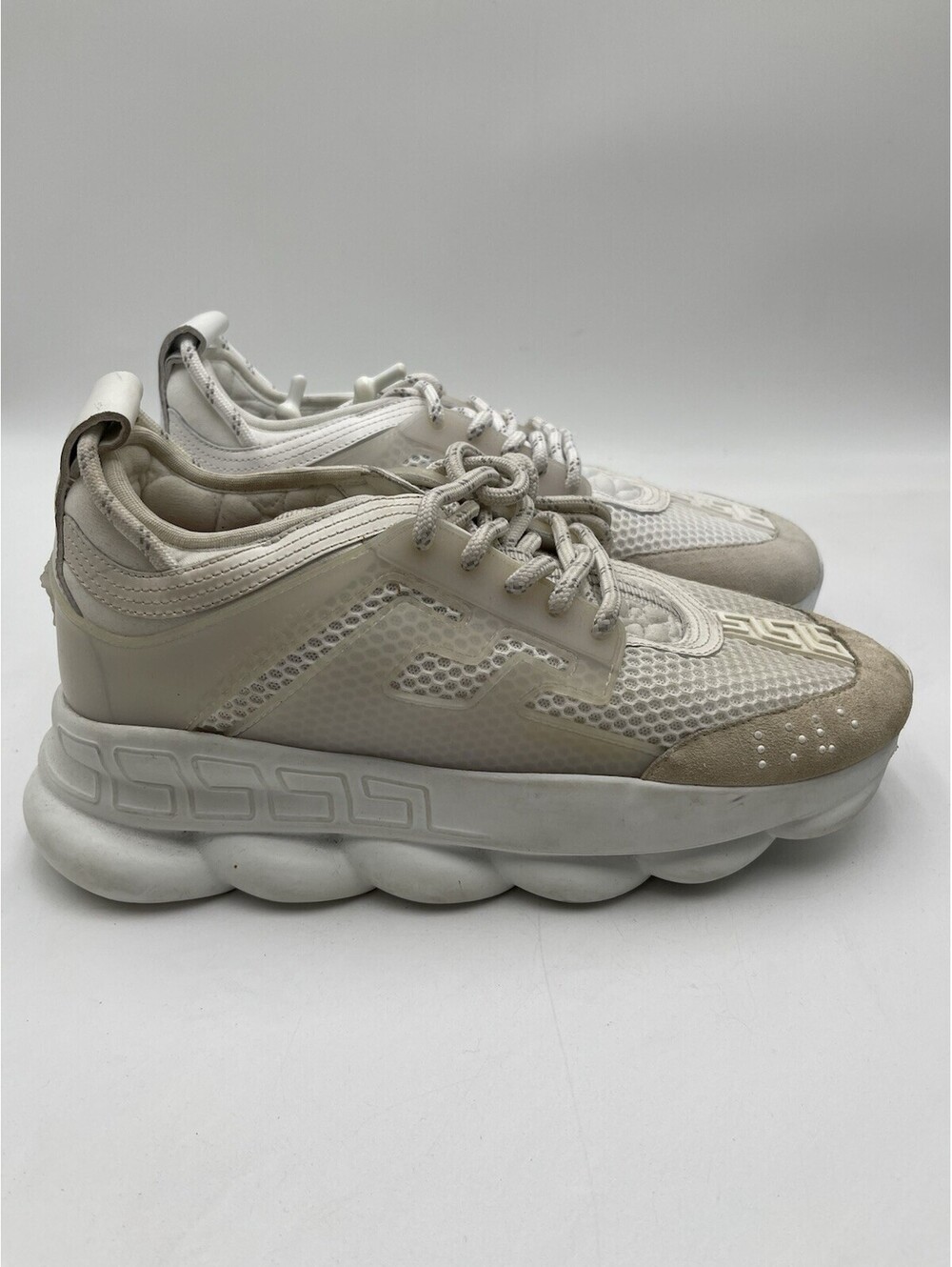 Men’s Versace Chain Reaction sneakers in white mesh and suede Size 41